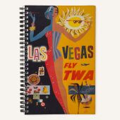 Twaからラスベガスまでの飛んでいるヴィンテージ旅行ポスター ノートブック (正面)