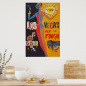 Twaからラスベガスまでの飛んでいるヴィンテージ旅行ポスター ポスター (キッチン)