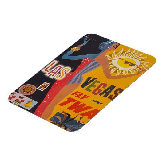 Twaからラスベガスまでの飛んでいるヴィンテージ旅行ポスター マグネット (左側)