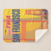 Twaのサンフランシスコ飛んでいるへの旅行ポスター シェルパブランケット (正面(横))