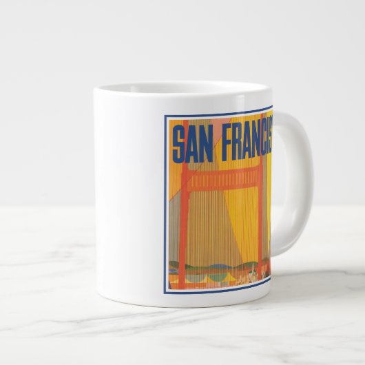 Twaのサンフランシスコ飛んでいるへの旅行ポスター ジャンボコーヒーマグカップ (正面右)