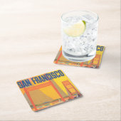 Twaのサンフランシスコ飛んでいるへの旅行ポスター スクエアペーパーコースター (インサイチュ)