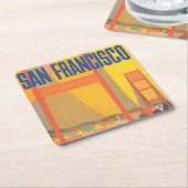 Twaのサンフランシスコ飛んでいるへの旅行ポスター スクエアペーパーコースター (アングル)