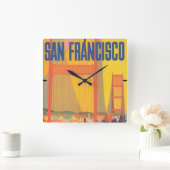 Twaのサンフランシスコ飛んでいるへの旅行ポスター スクエア壁時計 (ホーム)