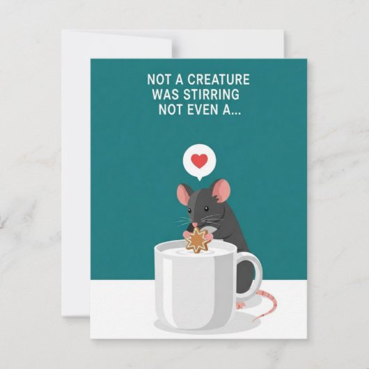 Twas Night Funny Christmas Mouse Greeting  シーズンカード (正面)