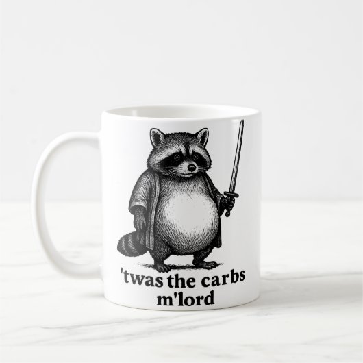TWAS The Carbs M'Lord アライグマ | 中世ゴミ屋敷Tシャツ コーヒーマグカップ (左)