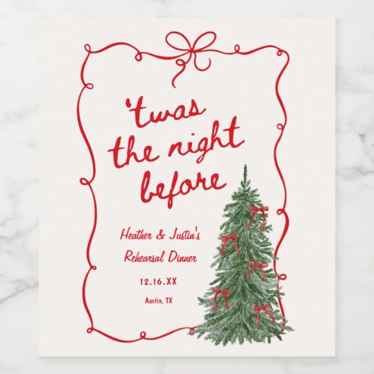 Twas The Night Before Holiday Rehearsal Dinner  ワインラベル (シングルラベル)