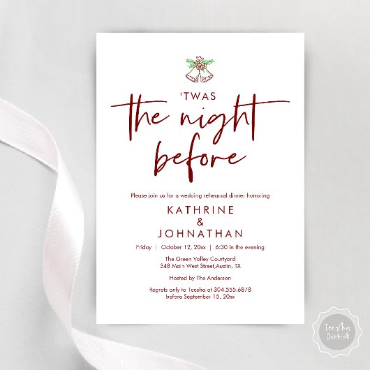 Twas The Night Before Wedding Rehearsal Dinner 招待状