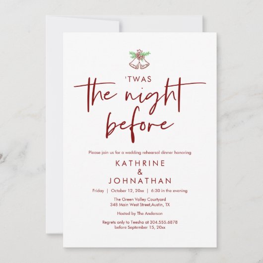 Twas The Night Before Wedding Rehearsal Dinner 招待状 (正面)