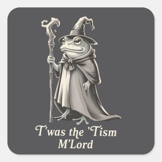 T'was The 'Tism M'lord おかしなカエル魔法使いミーム スクエアシール (正面)