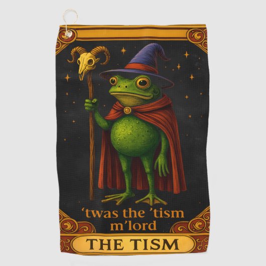 T'was The 'Tism M'Lord カエル ミーム 自閉症啓発 ゴルフタオル (正面)