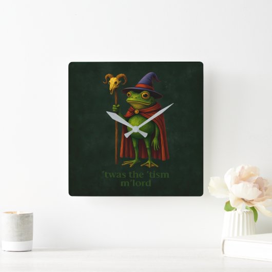T'was The 'Tism M'Lord Frog Meme 自閉症啓発 スクエア壁時計 (ホーム)
