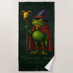 T'was The 'Tism M'Lord Frog Meme 自閉症啓発 ビーチタオル