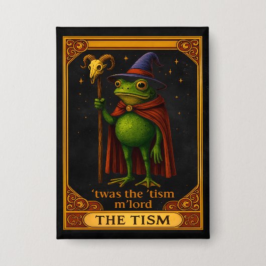 T'was The 'Tism M'Lord Frog Meme 自閉症啓発 缶バッジ (正面)