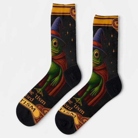 T'was The 'Tism M'Lord Frog Meme Autism Awareness ソックス (左)