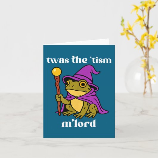 Twas The tism M'lord Funny Meme Frog Witch Autism  カード (黄色い花)
