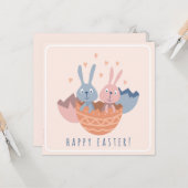 Twee paashaasjes in een eierdop. カード (正面/裏面インサイチュ)