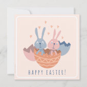Twee paashaasjes in een eierdop. カード (正面)