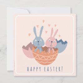 Twee paashaasjes in een eierdop. カード