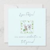 Twee paashaasjes met ei en bloem. カード (裏面)