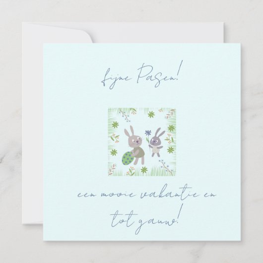 Twee paashaasjes met ei en bloem. カード (裏面)