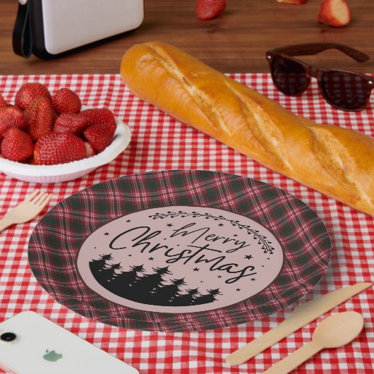 Tweedside Modern Scottish Tartan Christmas ペーパープレート (ピクニック)