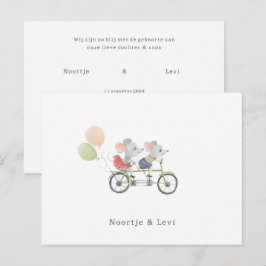 Tweeling Baby Geboortekaartje Schattige Muisjes ポストカード