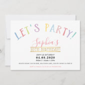 TWEEN BIRTHDAY PARTYパステルのカラーレットパーティー 招待状 (正面)