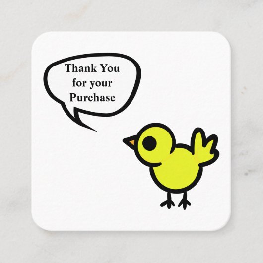 Tweet Bird Thank You Purchase Card スクエア名刺 (正面)