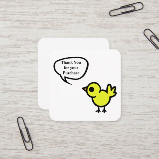Tweet Bird Thank You Purchase Card スクエア名刺 (正面/裏面インサイチュ)