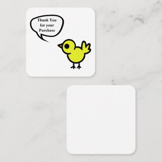 Tweet Bird Thank You Purchase Card スクエア名刺 (正面/裏面)