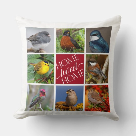 Tweet Home 8アメリカンソングバード8フォトコラージュ クッション (正面)