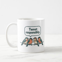 Tweet Responsibly Funny Bird Art コーヒーマグカップ