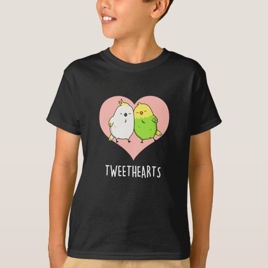 Tweethearts おもしろい Love Birds Pun Dark BG Tシャツ (正面)