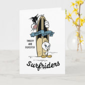 TWEETY™およびSYLVESTER™のサーフラー カード (黄色い花)