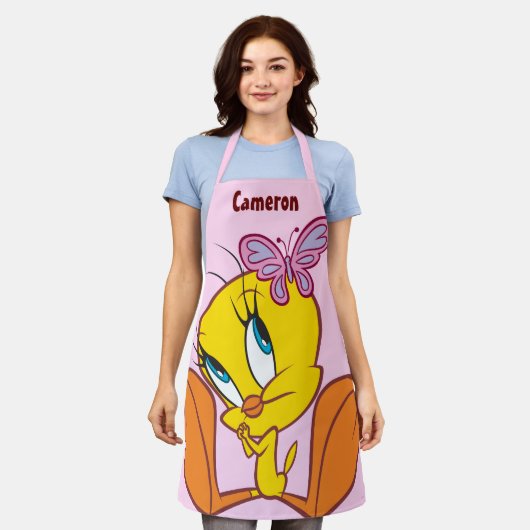 TWEETY™とButterfly エプロン (着用した状態)