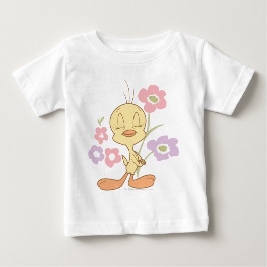TWEETY™ピンク紫の花 ベビーTシャツ (正面)