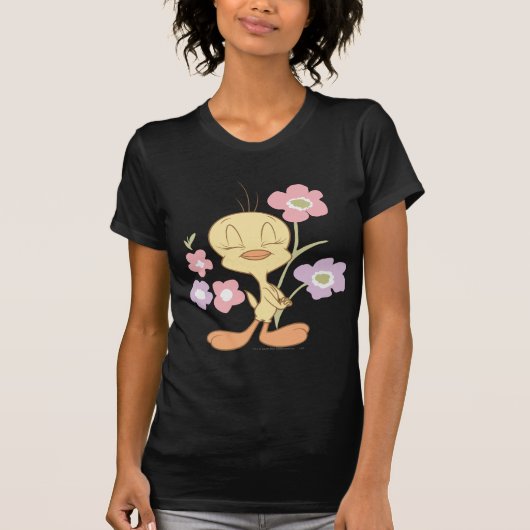 TWEETY™ピンク紫の花 Tシャツ (正面)