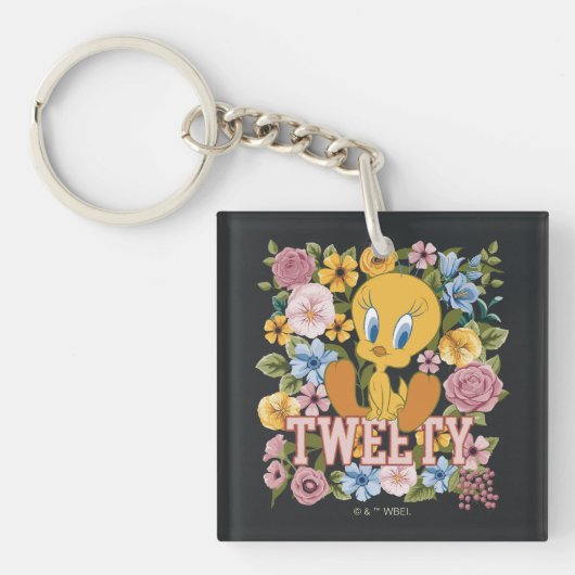 TWEETY™ フラワーステッチグラフィック キーホルダー (正面)