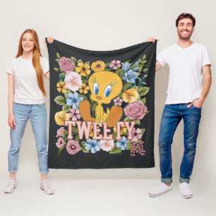 TWEETY™ フラワーステッチグラフィック フリースブランケット
