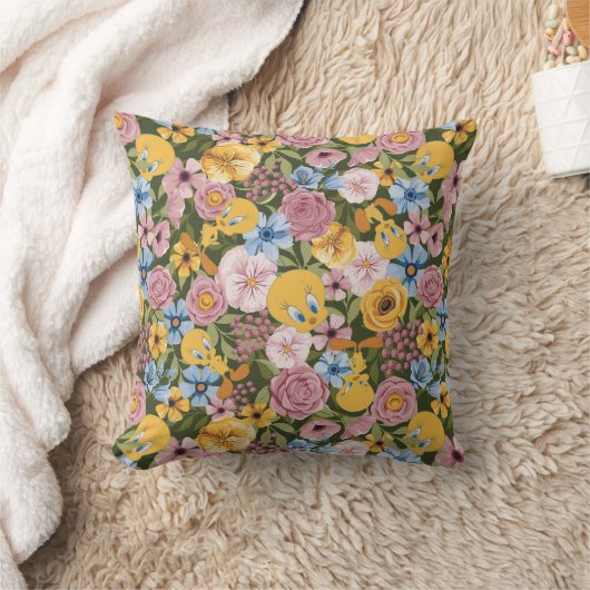 TWEETY™ フローラル刺繍風パターン クッション (ブランケット)