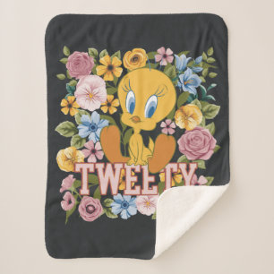 TWEETY™ フローラル刺繍 グラフィック シェルパブランケット