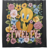 TWEETY™ フローラル刺繍 グラフィック シャワーカーテン (正面)