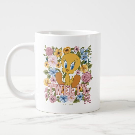 TWEETY™ フローラル刺繍 グラフィック ジャンボコーヒーマグカップ (左)