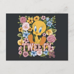 TWEETY™ フローラル刺繍 グラフィック ポストカード