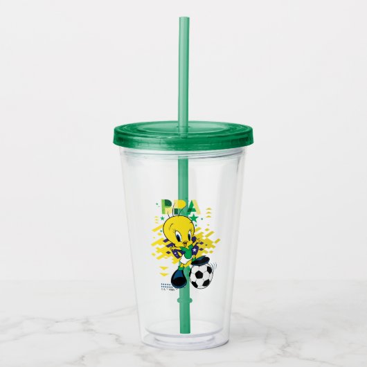 TWEETY™ ブラジル代表サッカーデザイン アクリルタンブラー (正面)