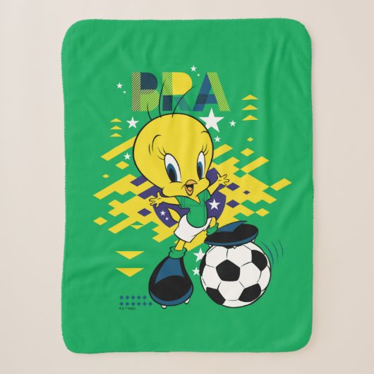 TWEETY™ ブラジル代表サッカーデザイン シェルパブランケット (正面)