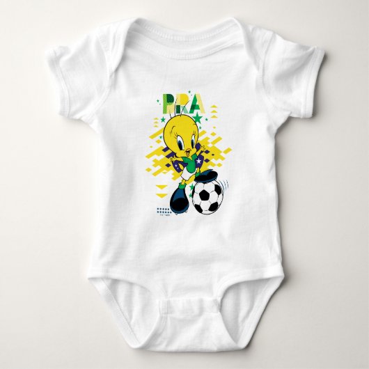 TWEETY™ ブラジル代表サッカーデザイン ベビーボディスーツ (正面)