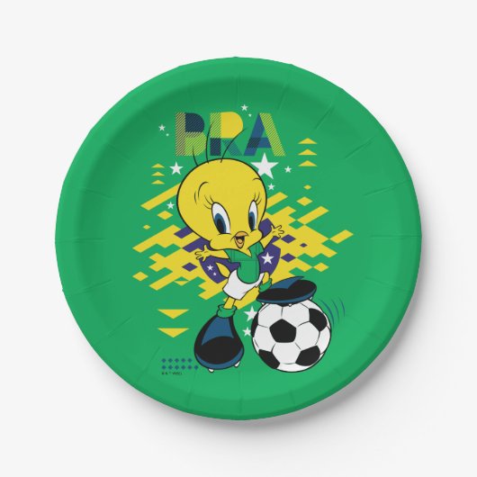 TWEETY™ ブラジル代表サッカーデザイン ペーパープレート (正面)