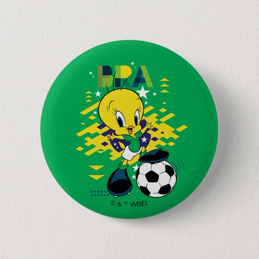 TWEETY™ ブラジル サッカー グラフィック 缶バッジ (正面)